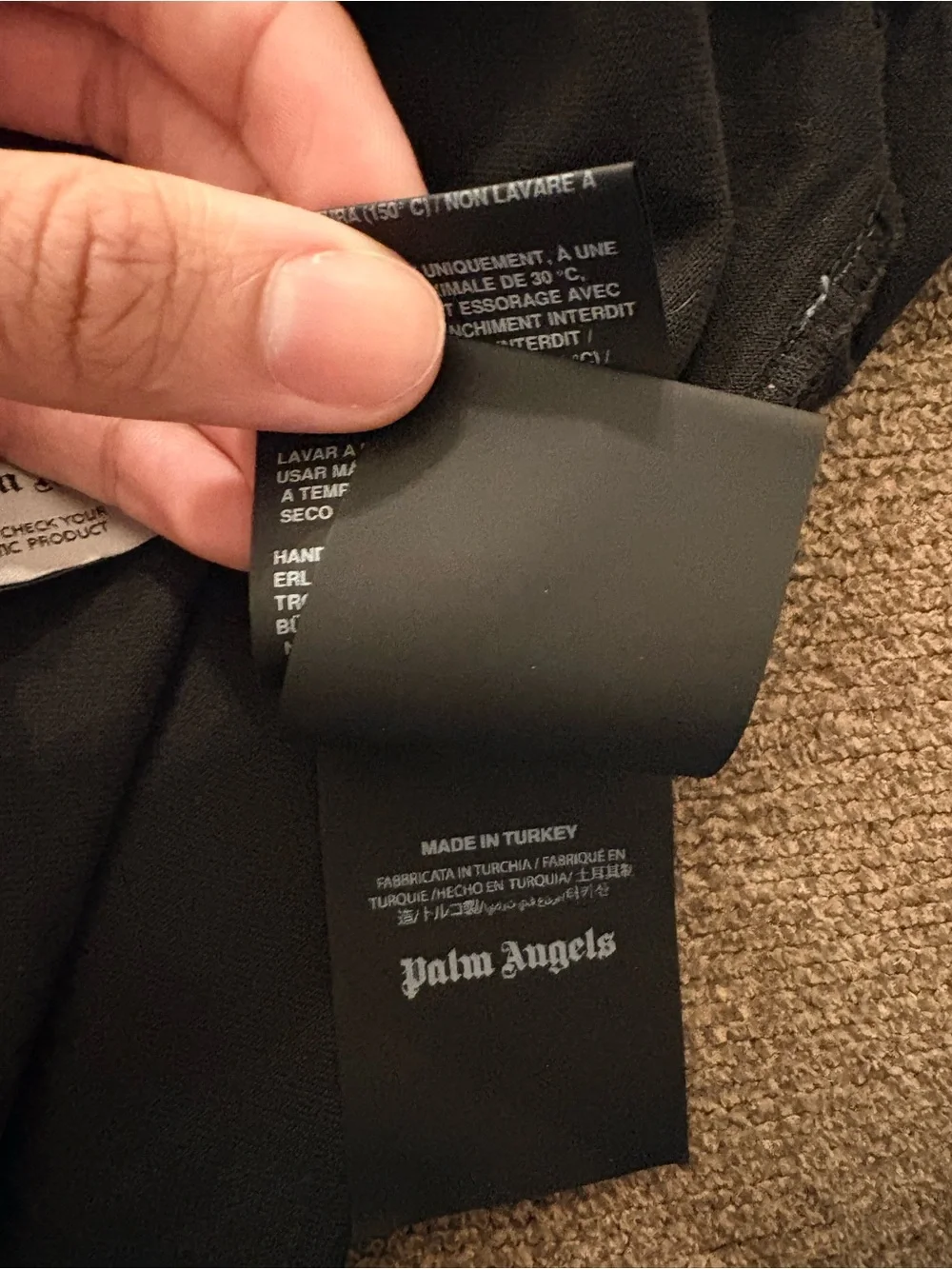 Palm Angels Black Tee with White L.A. Logo